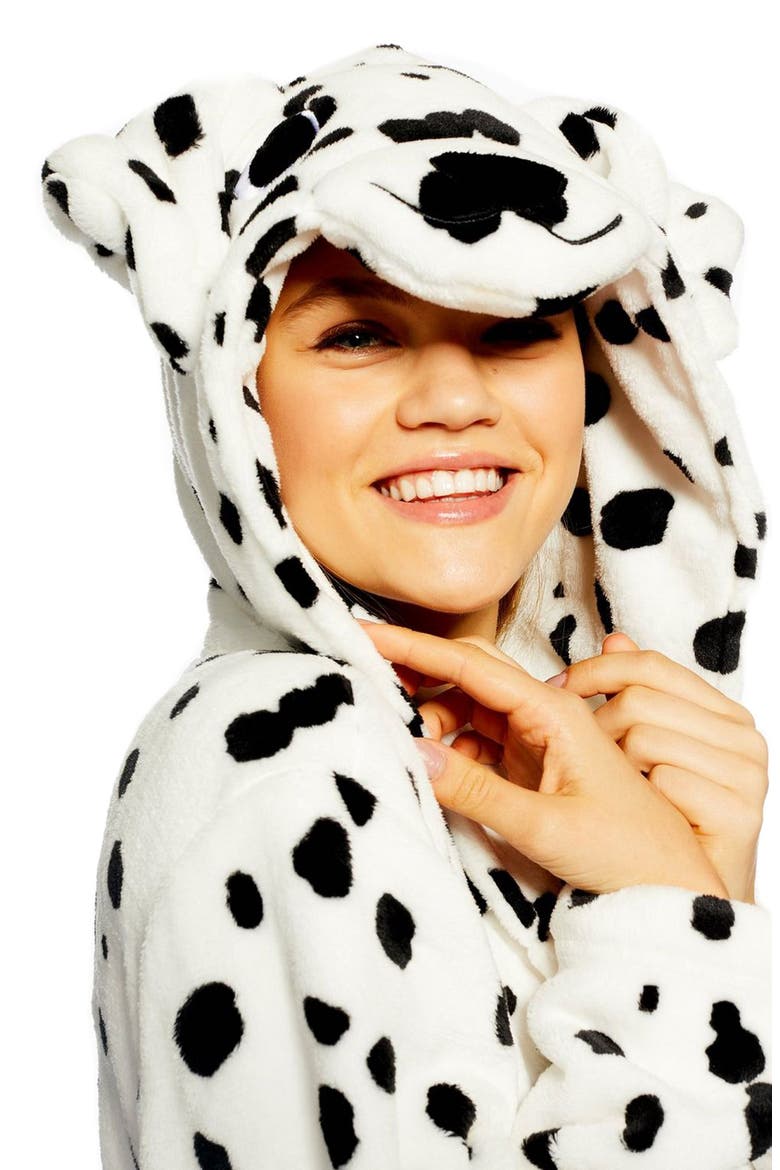 Dalmatian Print Hooded Robe, Alternate, color, WHITE MULTI