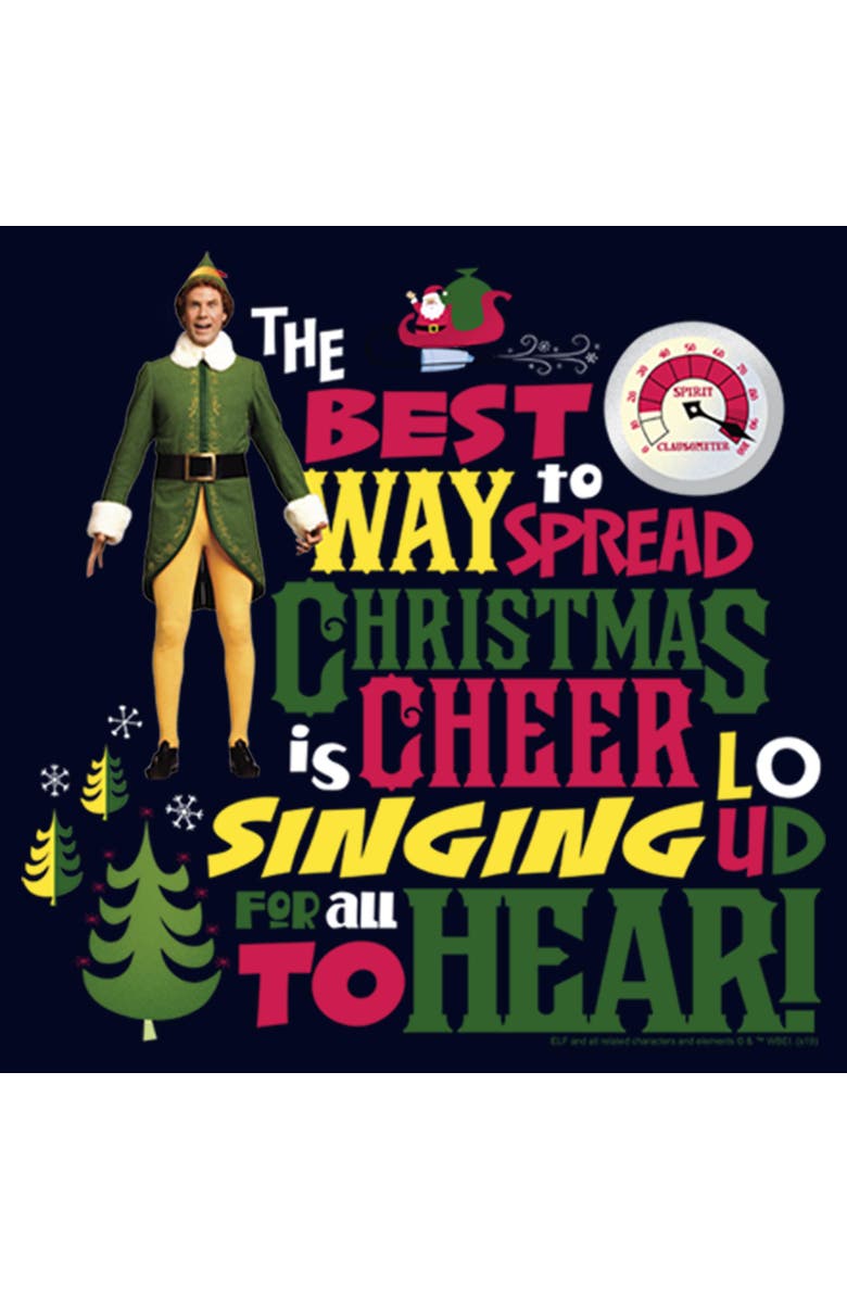 Elf Men's Elf Christmas Cheer Loud Singing  Graphic T-Shirt, Alternate, color, Navy Blue
