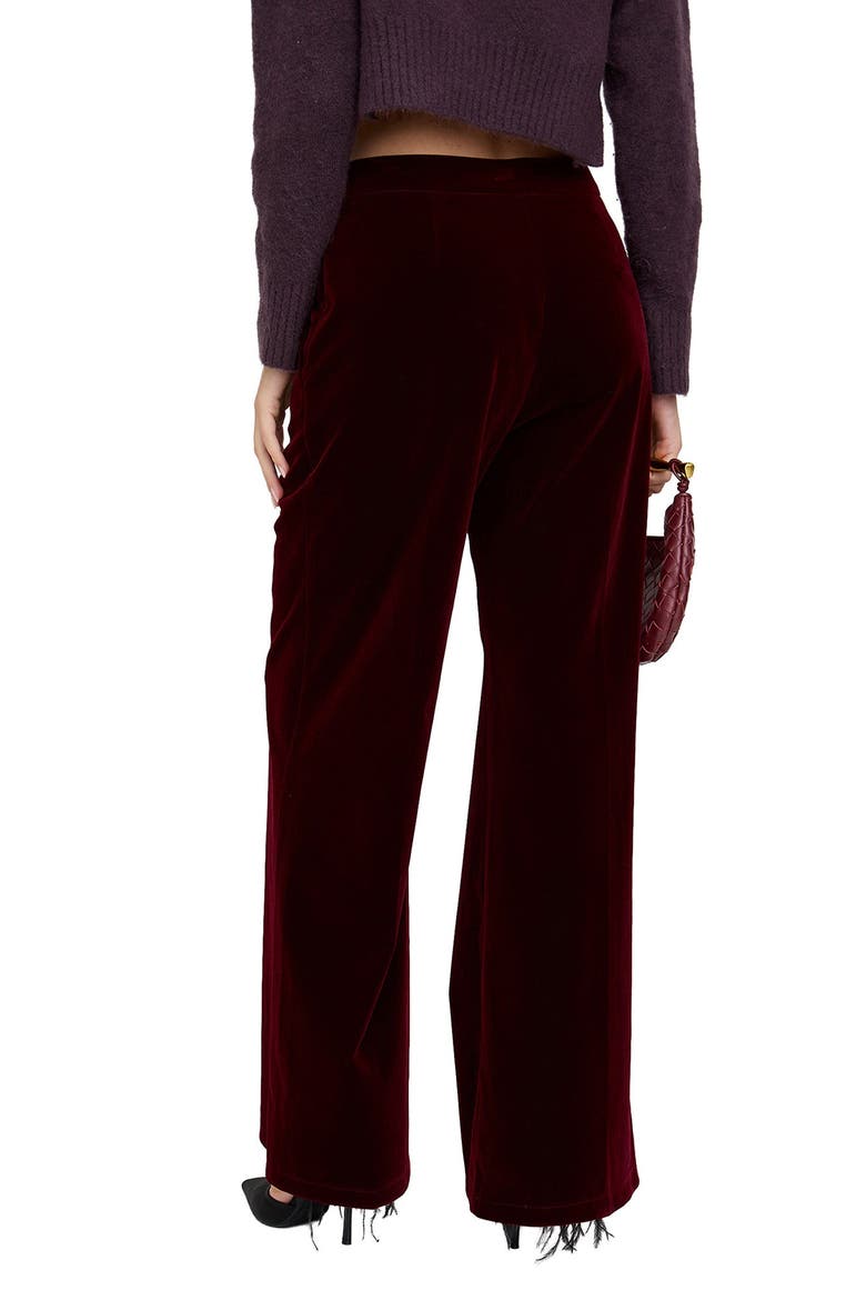 Maiden Wide Leg Velvet Trouser, Alternate, color, Burgundy