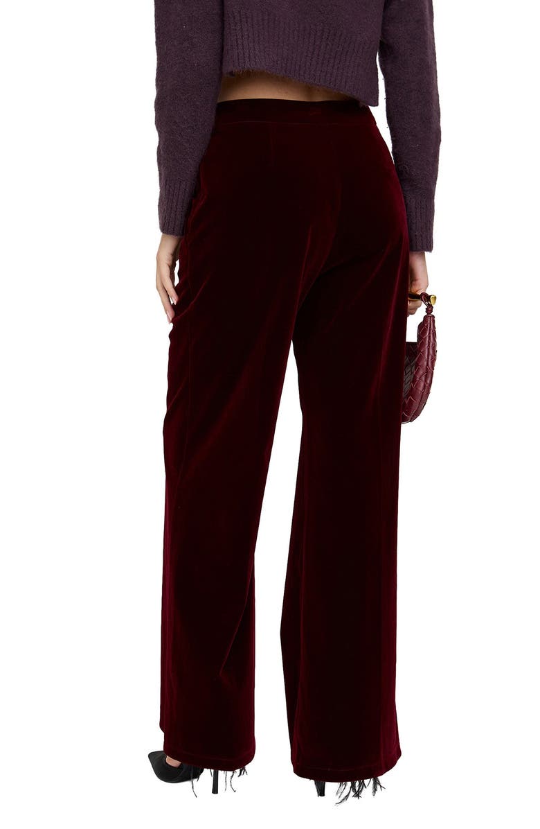 Lily and Lionel London Maiden Wide Leg Velvet Trouser, Alternate, color, Burgundy