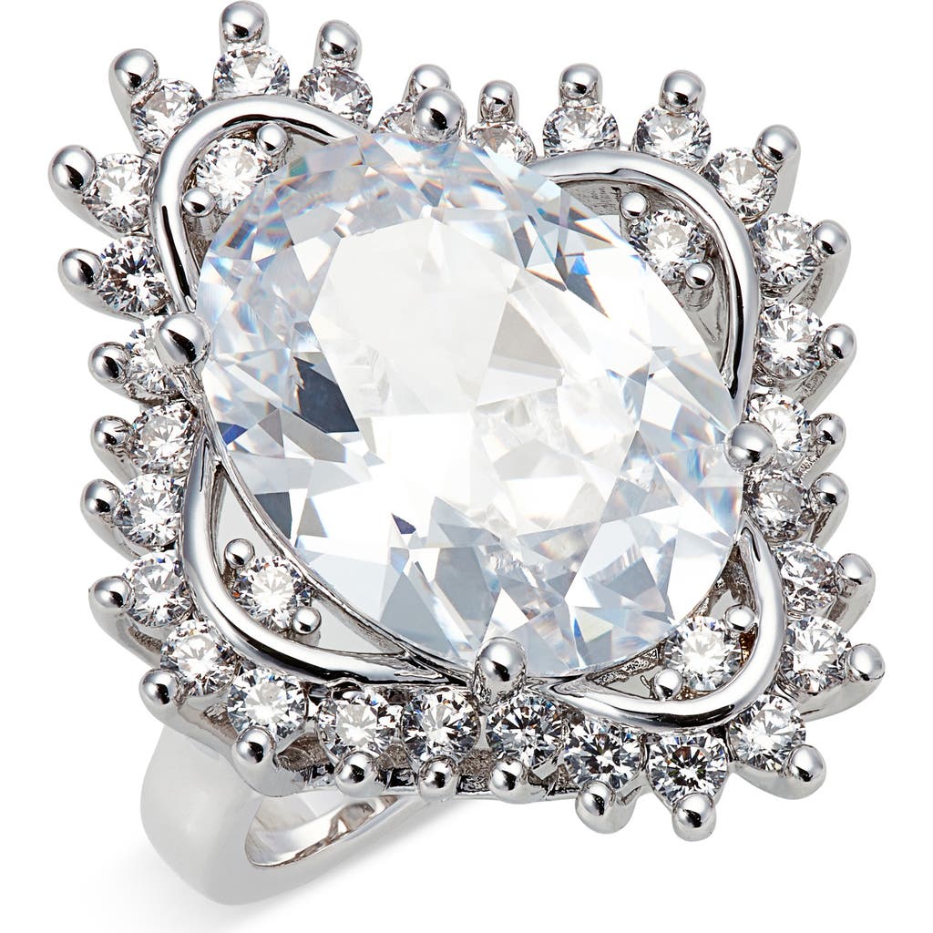 Nordstrom Cubic Zirconia Cocktail Ring In Clear- Silver