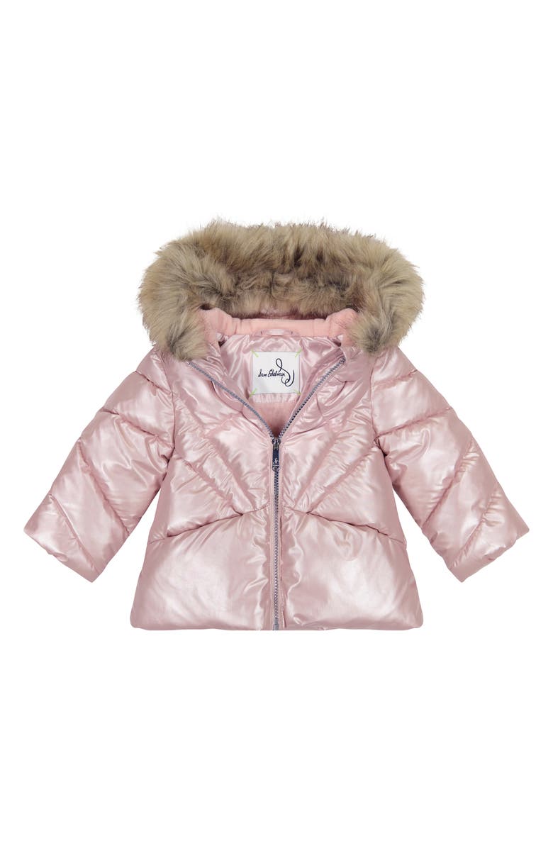 Sam Edelman Kids' Metallic Sunbeam Quilt Jacket with Faux Fur Trim, Main, color, 