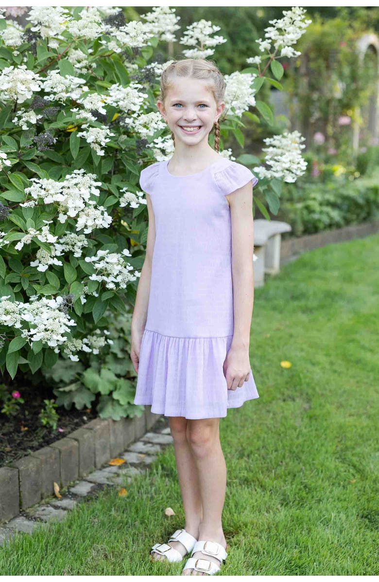 Florence Eiseman Crinkle Lawn Dress With Shirred Hem Ruffle, Alternate, color, Light Purple