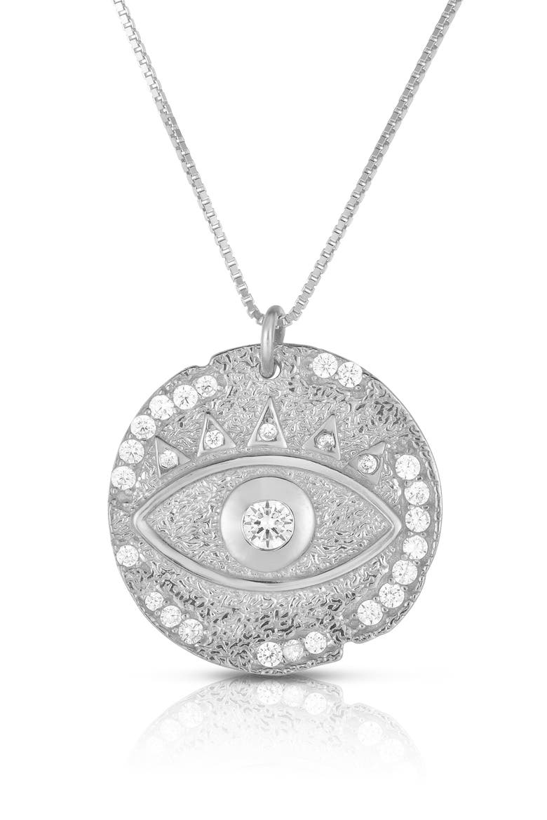 Evil Eye Pendant Necklace, Main, color, SILVER