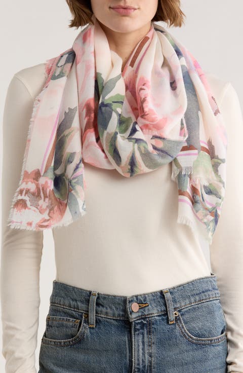 Copenhagen Ikat Blooms Oblong Scarf