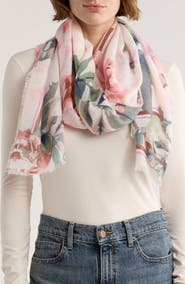 Vince Camuto Copenhagen Ikat Blooms Oblong Scarf