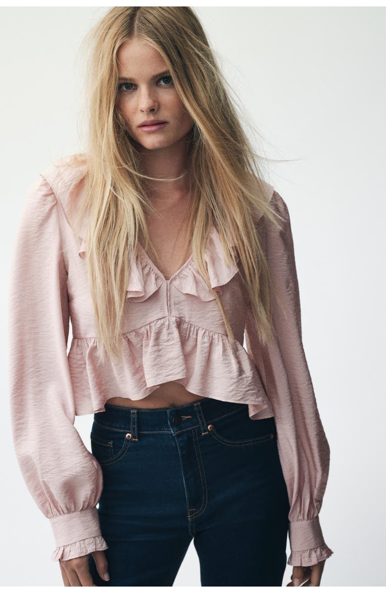 H&M Flounced Blouse, Alternate, color, Powder Pink