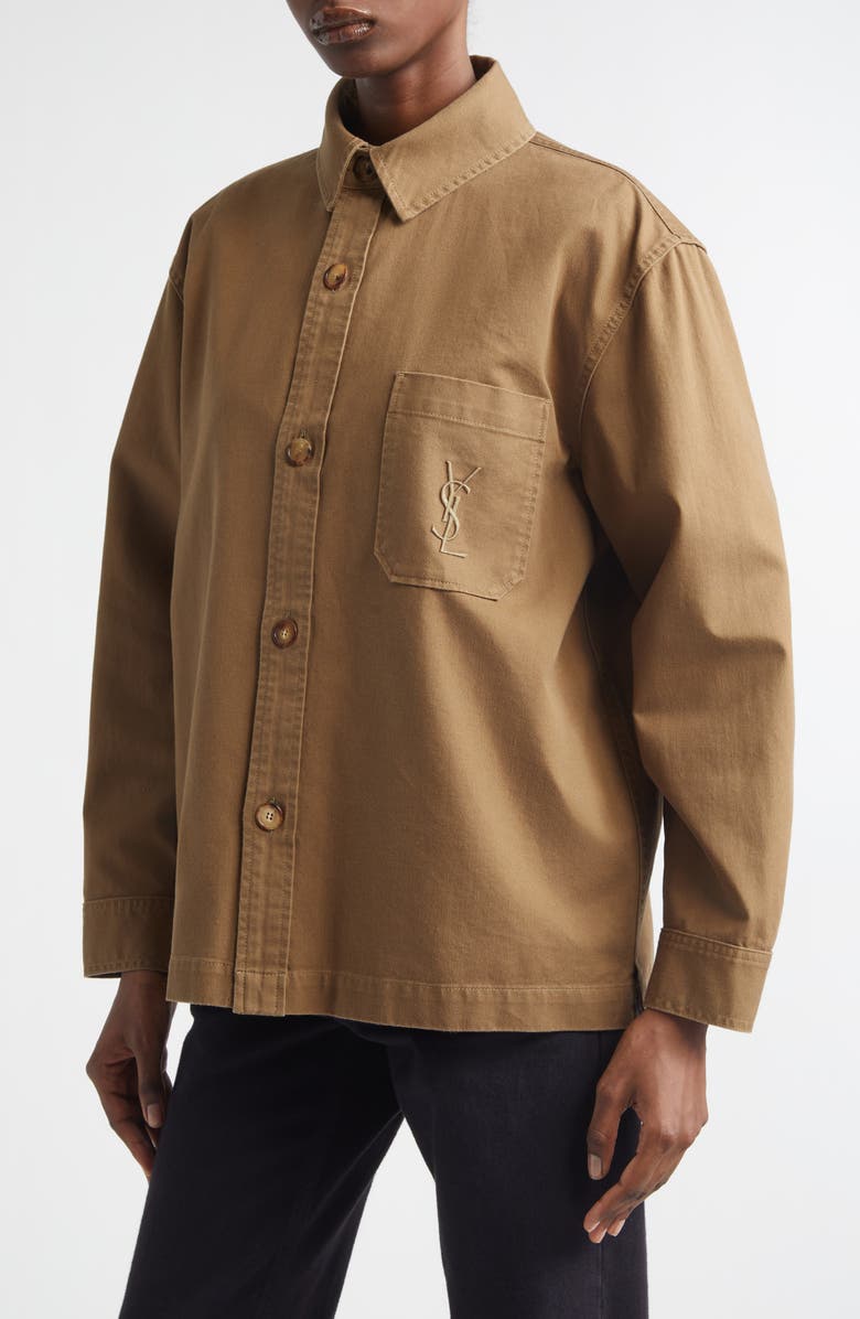 Saint Laurent Belle Chasse Organic Cotton & Linen Overshirt, Alternate, color, 