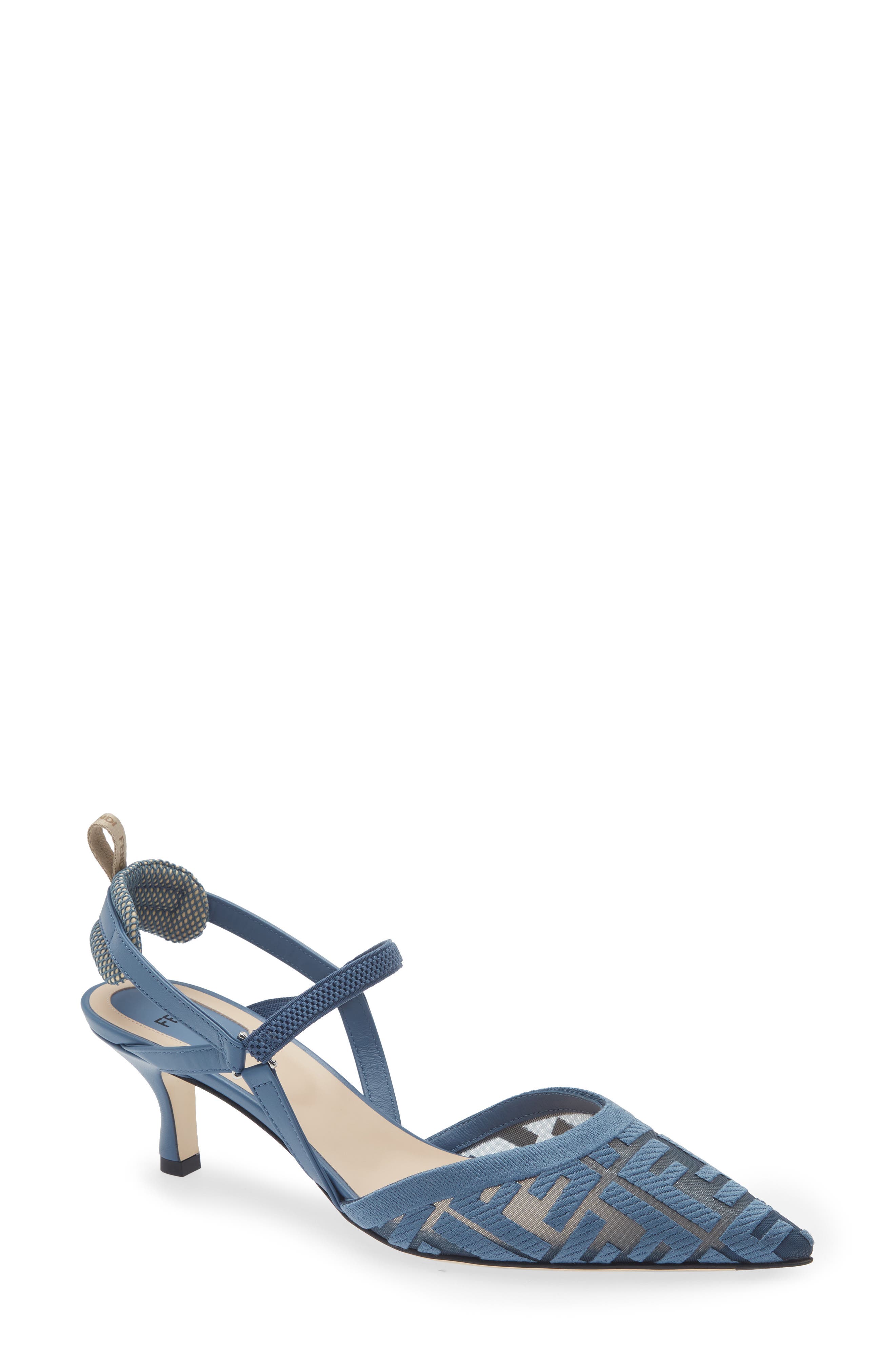 Fendi Colibrì Lite Kitten Heel Slingback Pump, Main, color, Light Blue