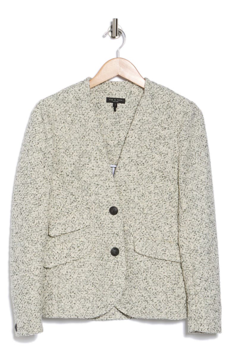 rag & bone Elise Tweed Blazer, Alternate, color, Off-White/Green