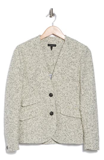 Rag & Bone Elise Tweed Blazer In Off-white/green