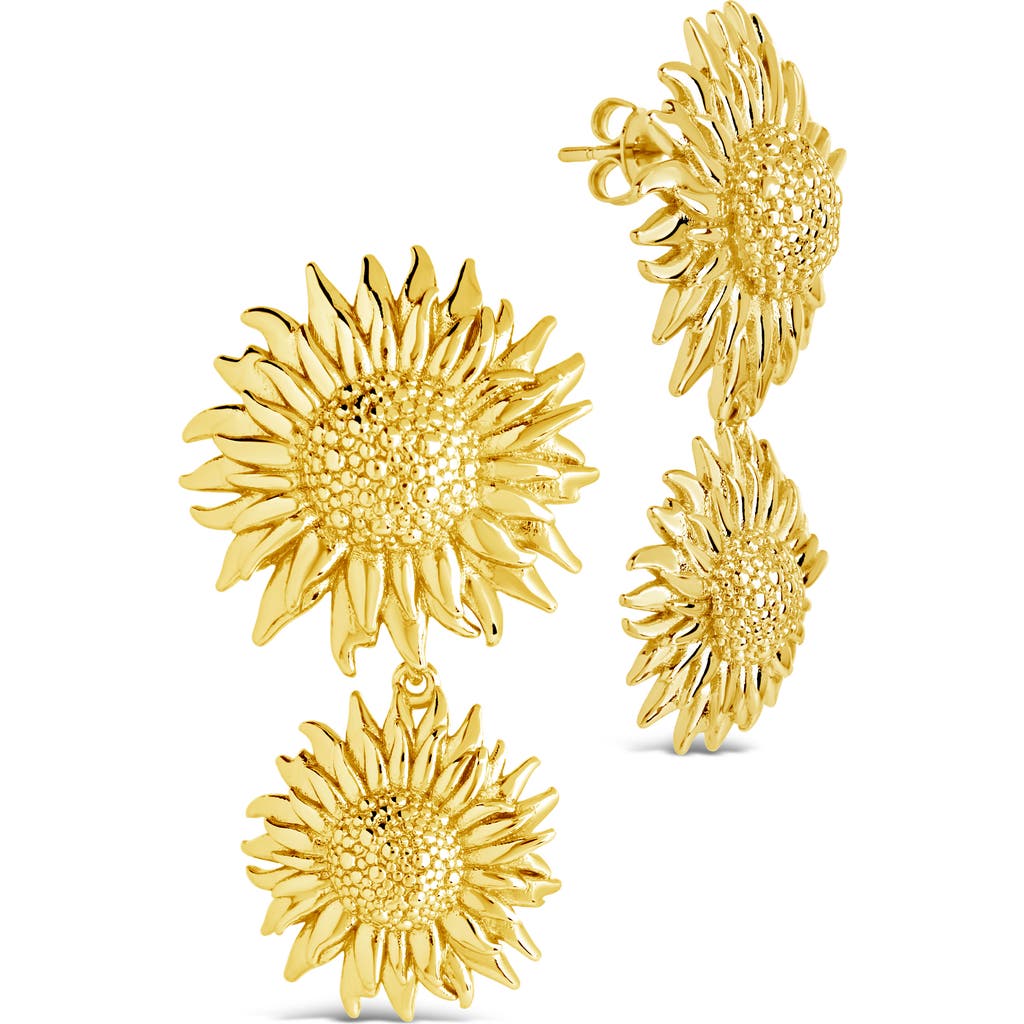 Sterling Forever Gold-tone Or Silver-tone Triple Sunflower Solaris Drop Studs