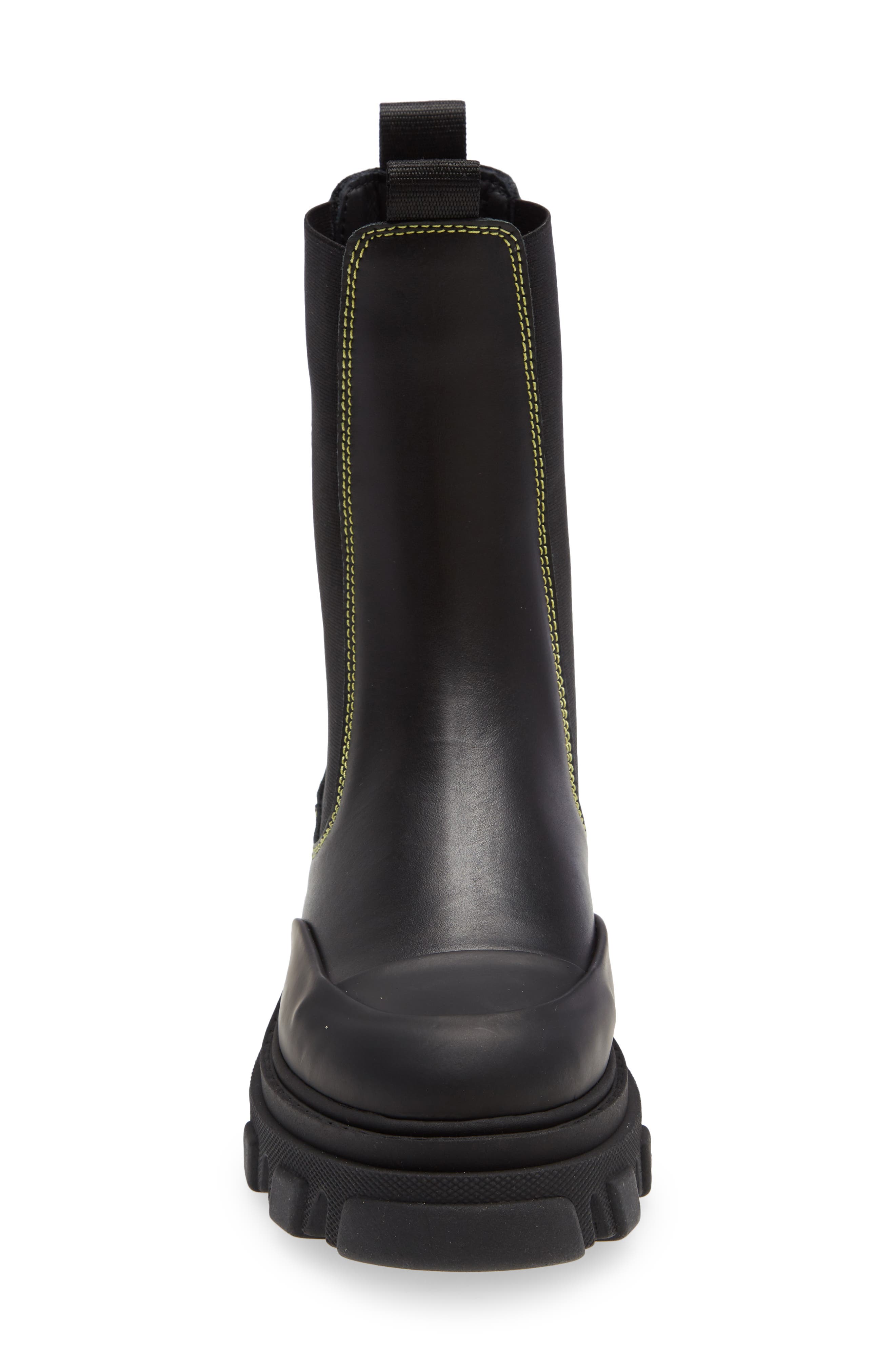Calf Leather Mid Chelsea Boot, Alternate, color, BLACK/YELLOW/BLACK