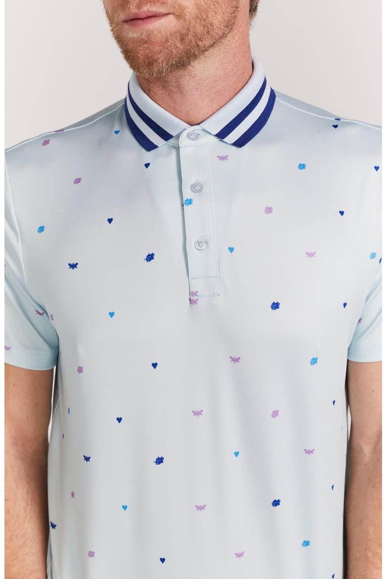 Langham Print Stripe Collar Polo, Alternate, color, BREEZE