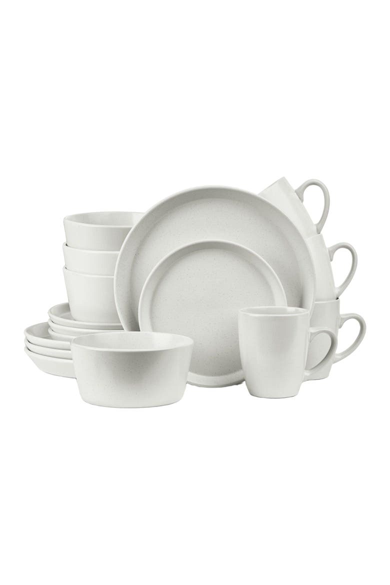 Albie Stoneware 32-Piece Dinnerware Set, Main, color, Snow White 16-Pieces