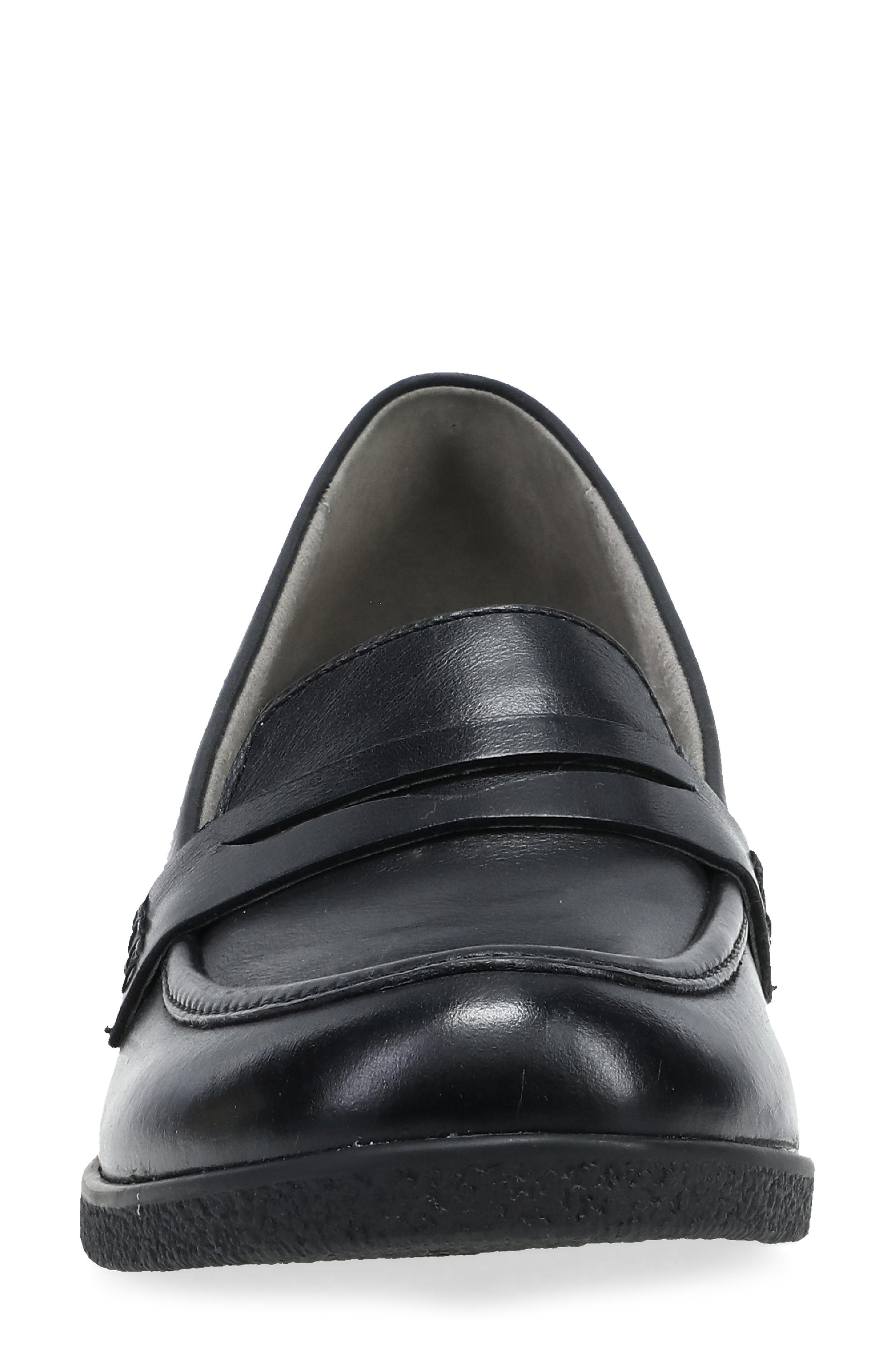 Dansko Danica Waterproof Penny Loafer Pump, Alternate, color, Black Waterproof Burnished