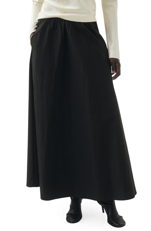 Selection Flared Cotton Blend Midi Skirt