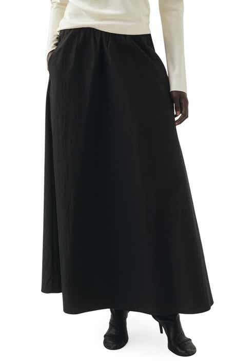 MANGO Selection Flared Cotton Blend Midi Skirt