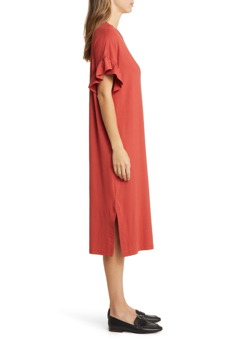 Nali Ruffle Sleeve Dress, Alternate, color, TANDOORI