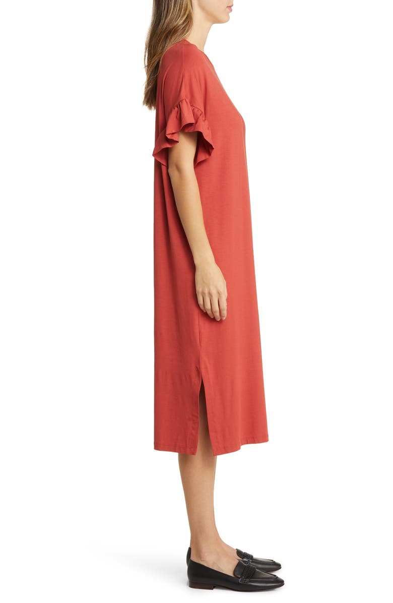 Masai Copenhagen Nali Ruffle Sleeve Dress, Alternate, color, Tandoori