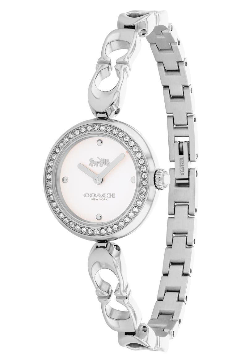 Gracie Crystal Bracelet Watch, 23mm, Alternate, color, WHITE
