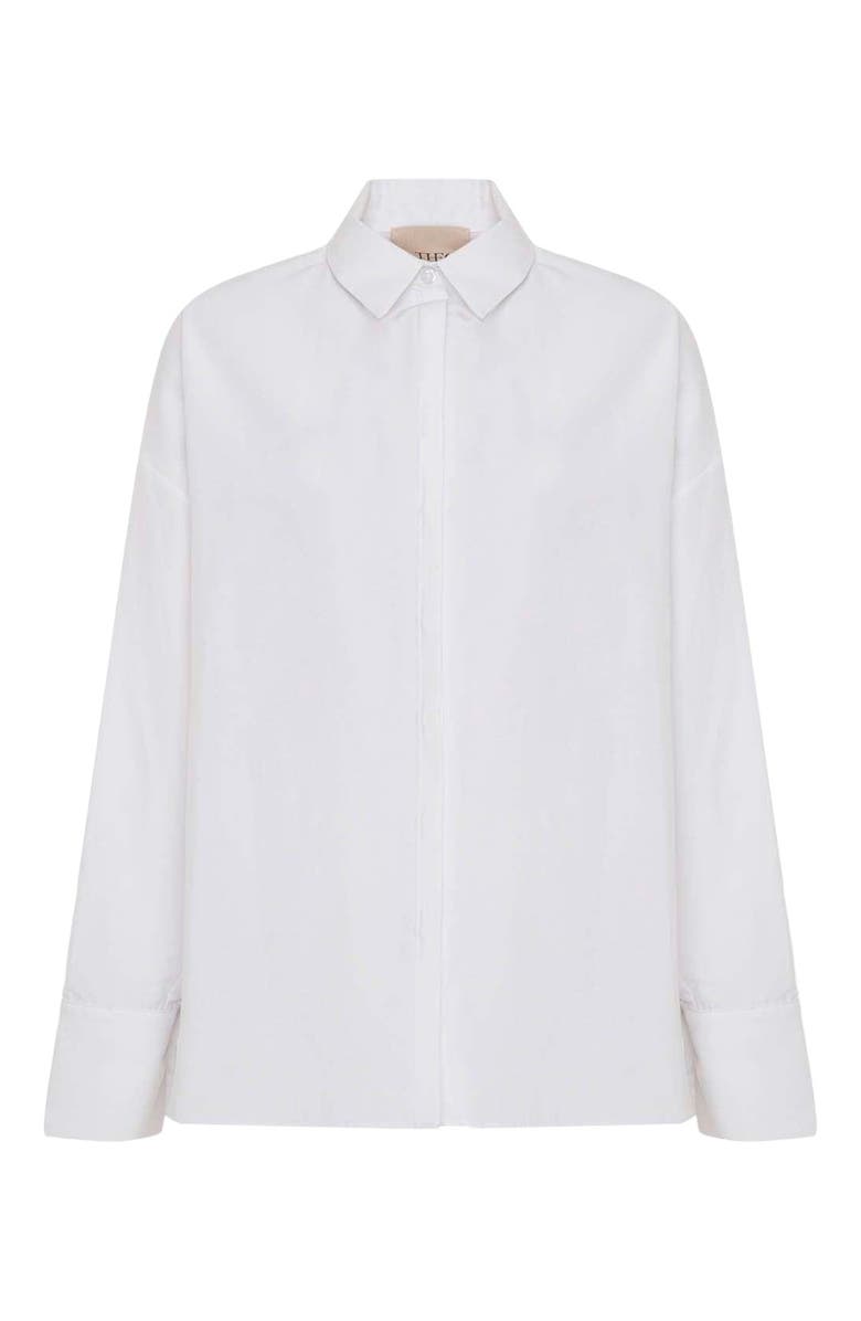 THEO The Label Echo Selena-Print Back Banker Shirt, Alternate, color, Future Dusk