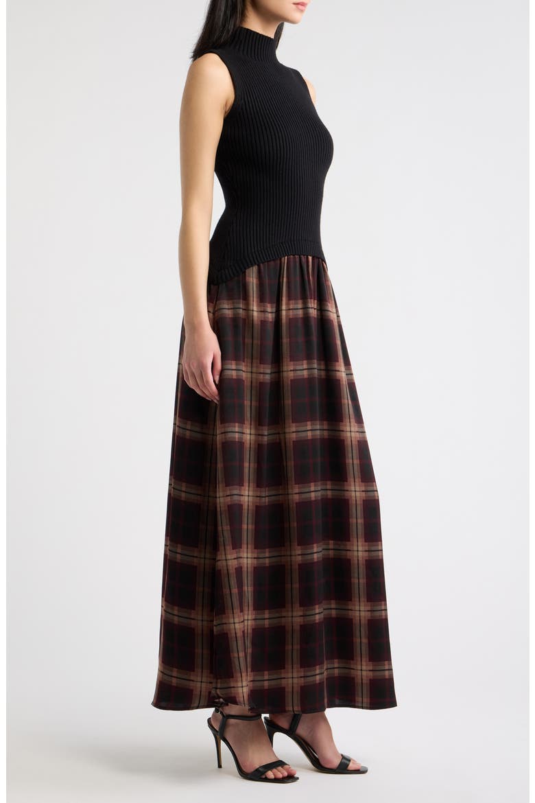 Kristopher Mixed Media Maxi Dress, Alternate, color, BLACK MULTI