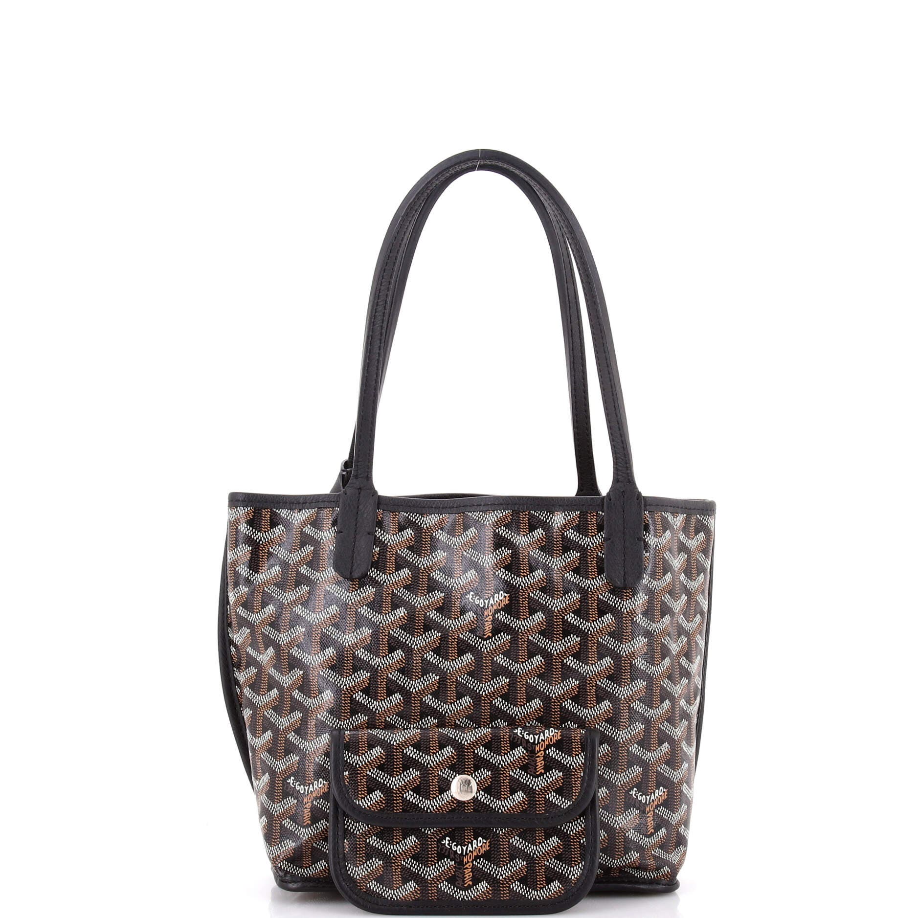 Pre-Owned Goyard Anjou Reversible Tote Coated Canvas Mini, Alternate, color, Black
