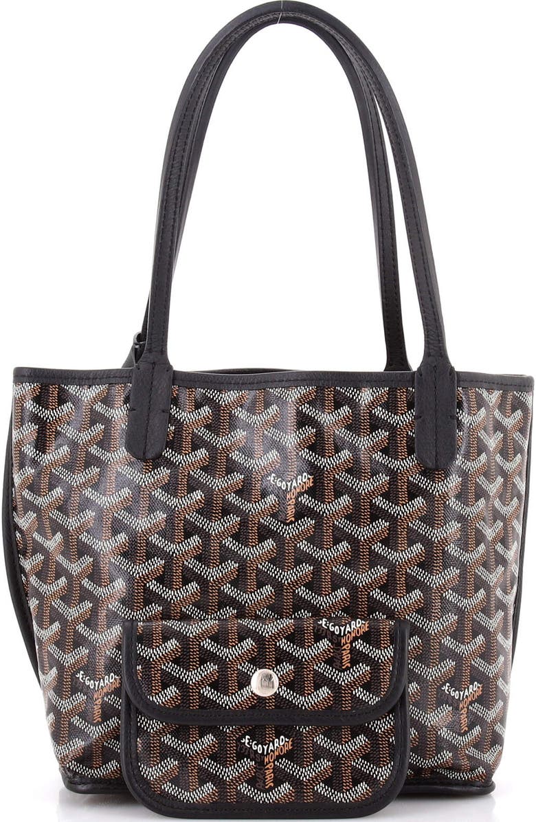 Pre-Owned Goyard Anjou Reversible Tote Coated Canvas Mini, Alternate, color, Black
