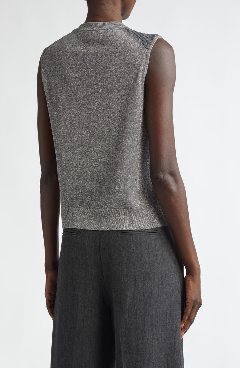 St. John Collection Sequin Front Metallic Sleeveless Sweater, Alternate, color, 