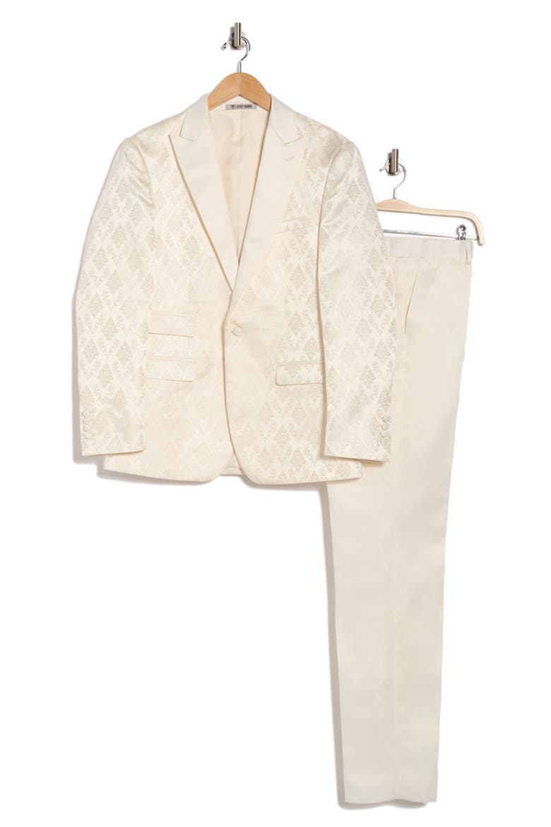 Stacy Adams Solid Peak Lapel 3-Piece Tuxedo, Alternate, color, IVORY