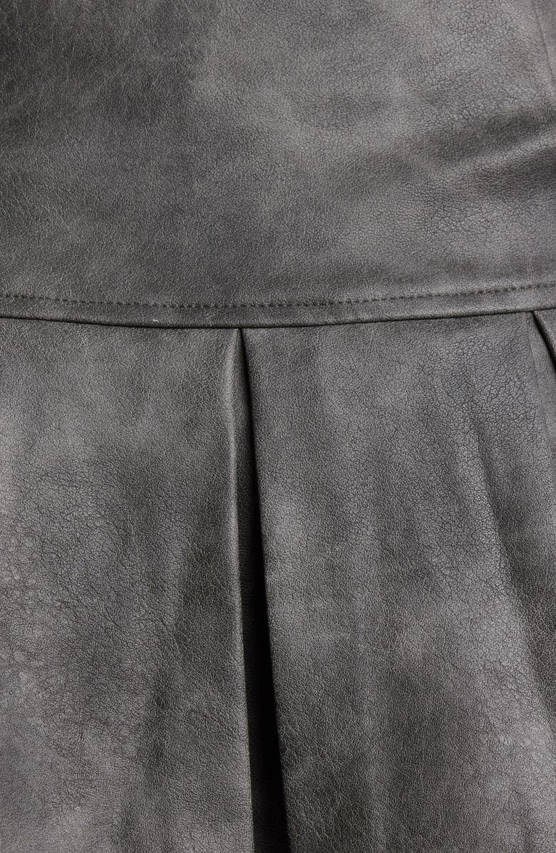 EDIKTED Billi Belted Pleated Faux Leather Miniskort, Alternate, color, Dark-Gray