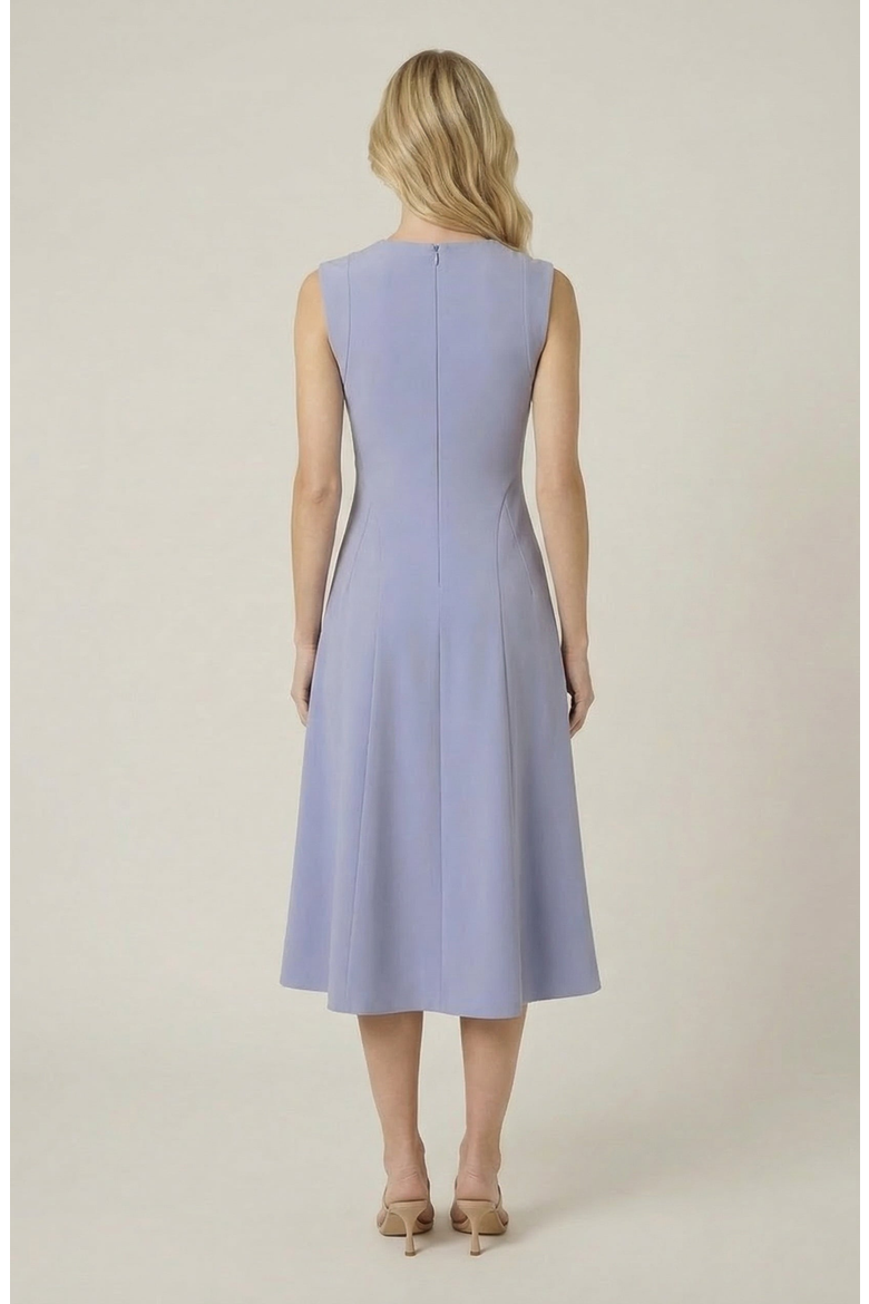 Structured Seaming Flared Skirt Sleeveless Midi Dress, Alternate, color, Periwinkle Blue