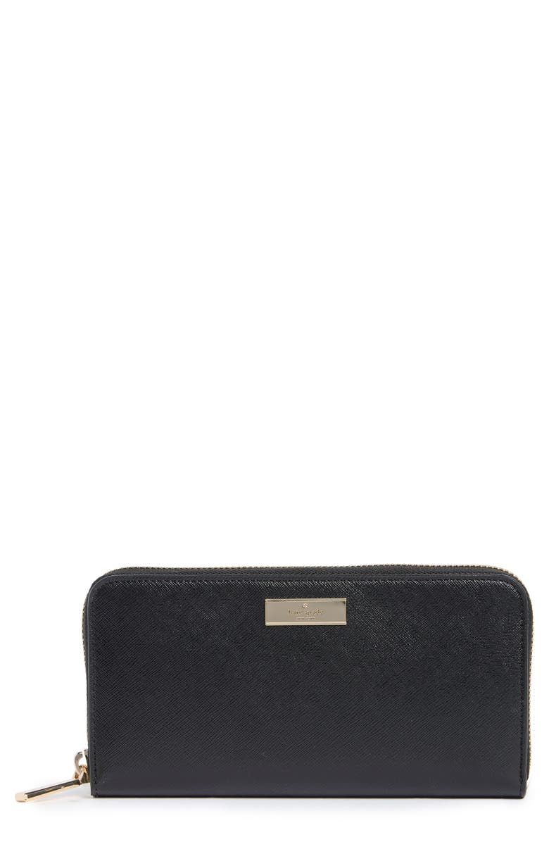 Kate Spade New York kenzie patent leather zip wallet, Main, color, Black