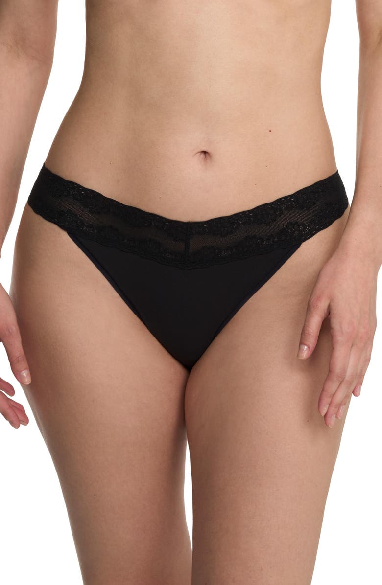 Natori Bliss Perfection One Size Thong 2-Pack, Alternate, color, Black/Radiant Rose