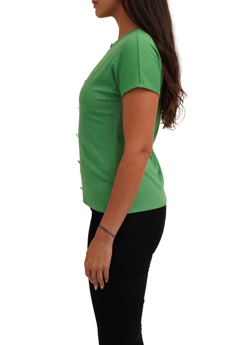 Keyhole Button-Front Rib Top, Alternate, color, ONLINE LIME