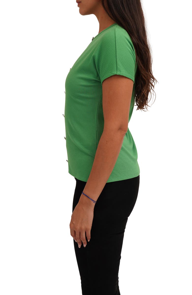 CYRUS Keyhole Button-Front Rib Top, Alternate, color, Online Lime