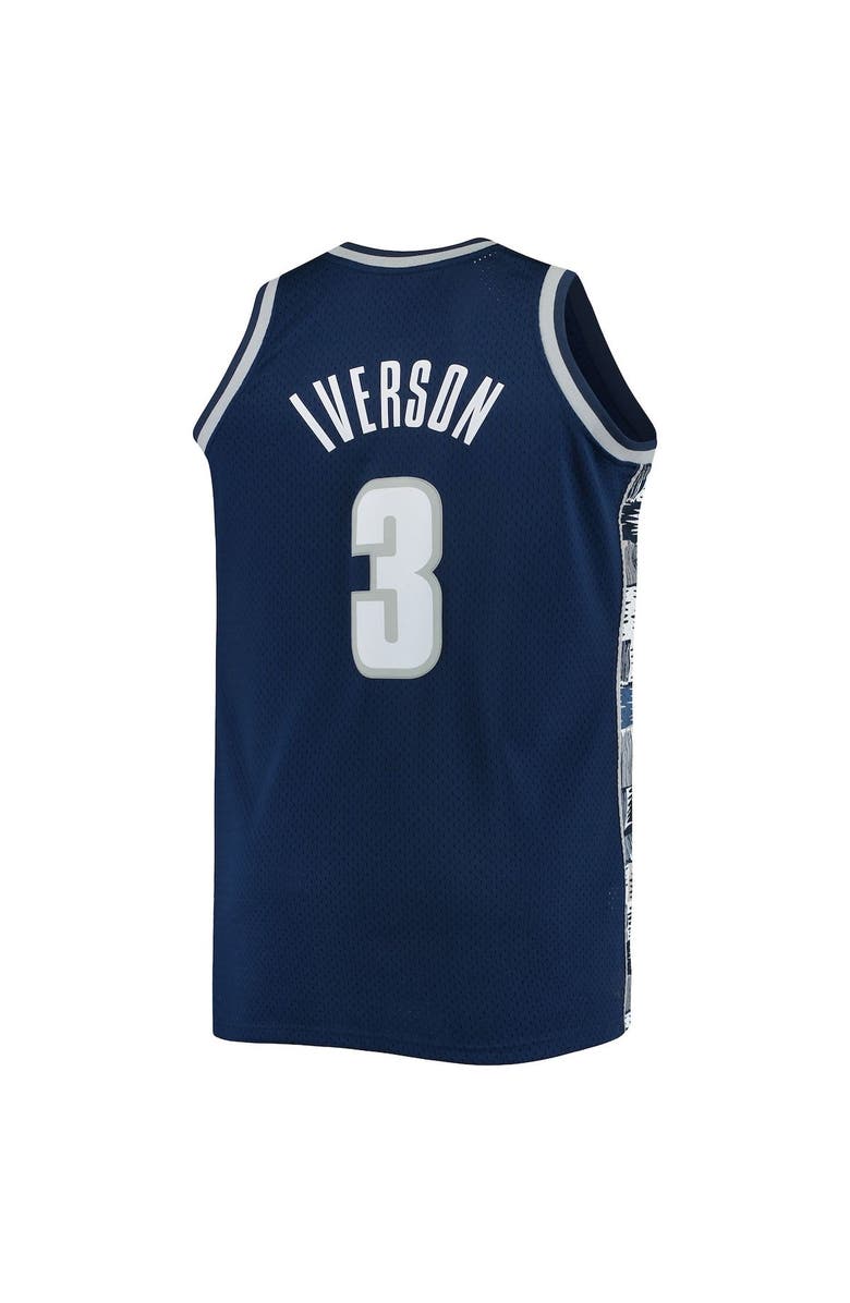 Mitchell & Ness Men's Mitchell & Ness Allen Iverson Navy Georgetown Hoyas Big & Tall 1995/96 Replica Player Jersey, Alternate, color, 