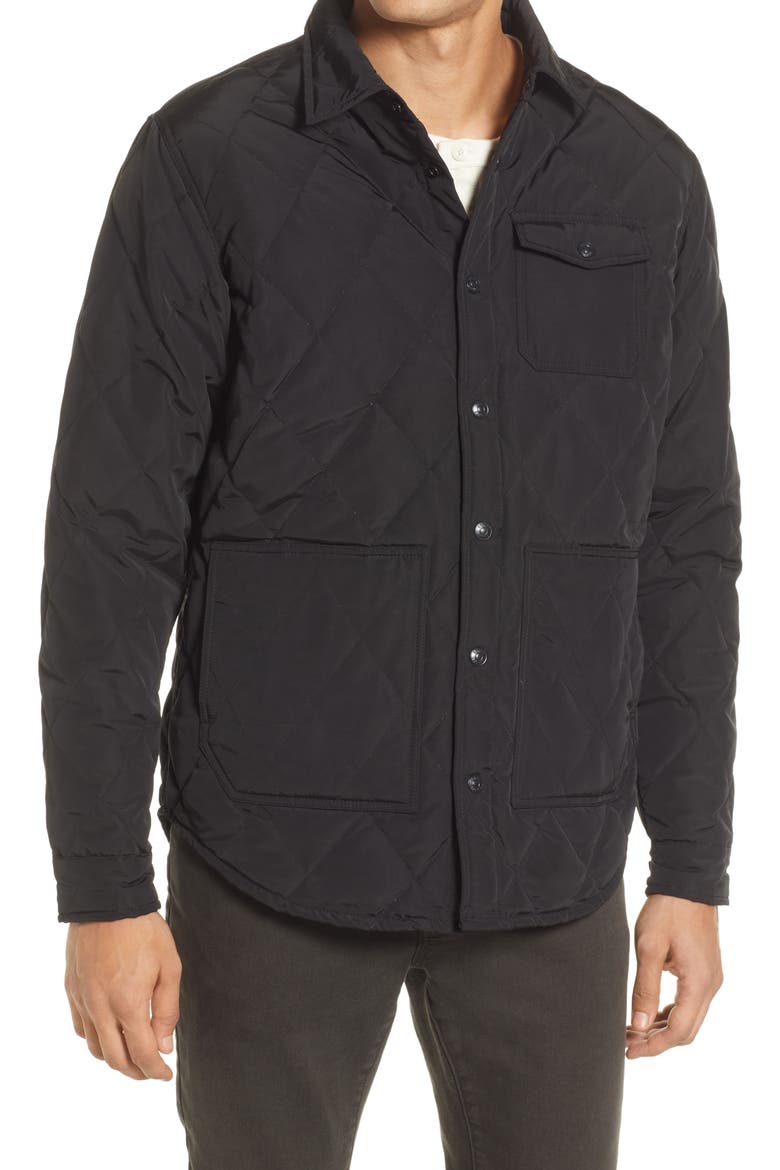 Quilted Down Shirt Jacket, Alternate, color, BLACK