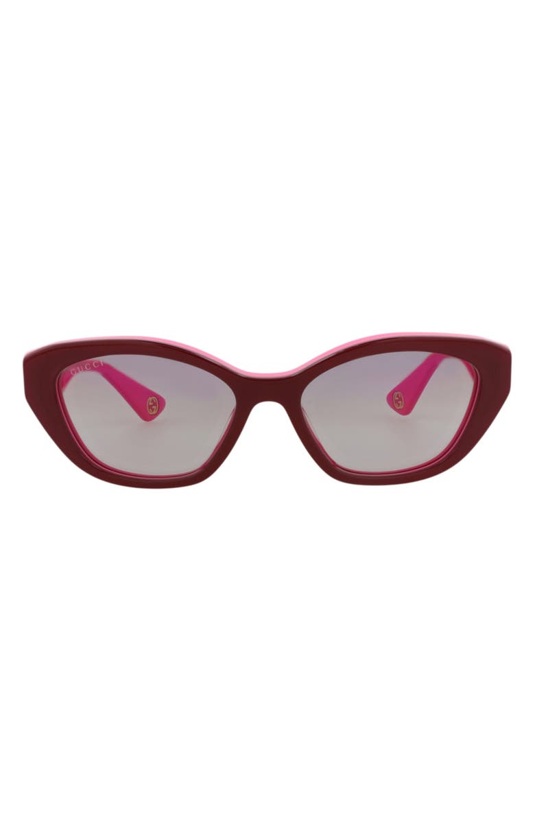 Gucci 54mm Cat Eye Sunglasses, Main, color, Burgundy Fuchsia Red