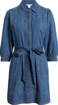 Caslon® Zip Up Chambray Dress