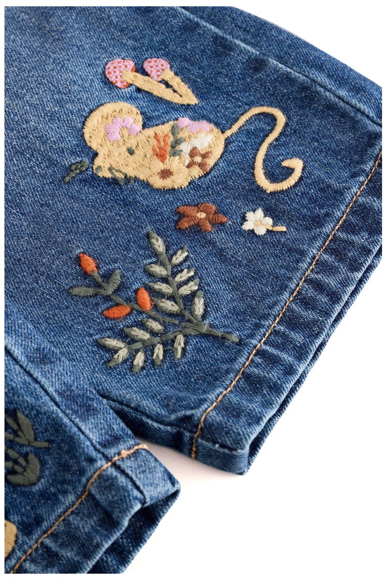Kids' Floral Character Embroidered Jeans, Alternate, color, BLUE