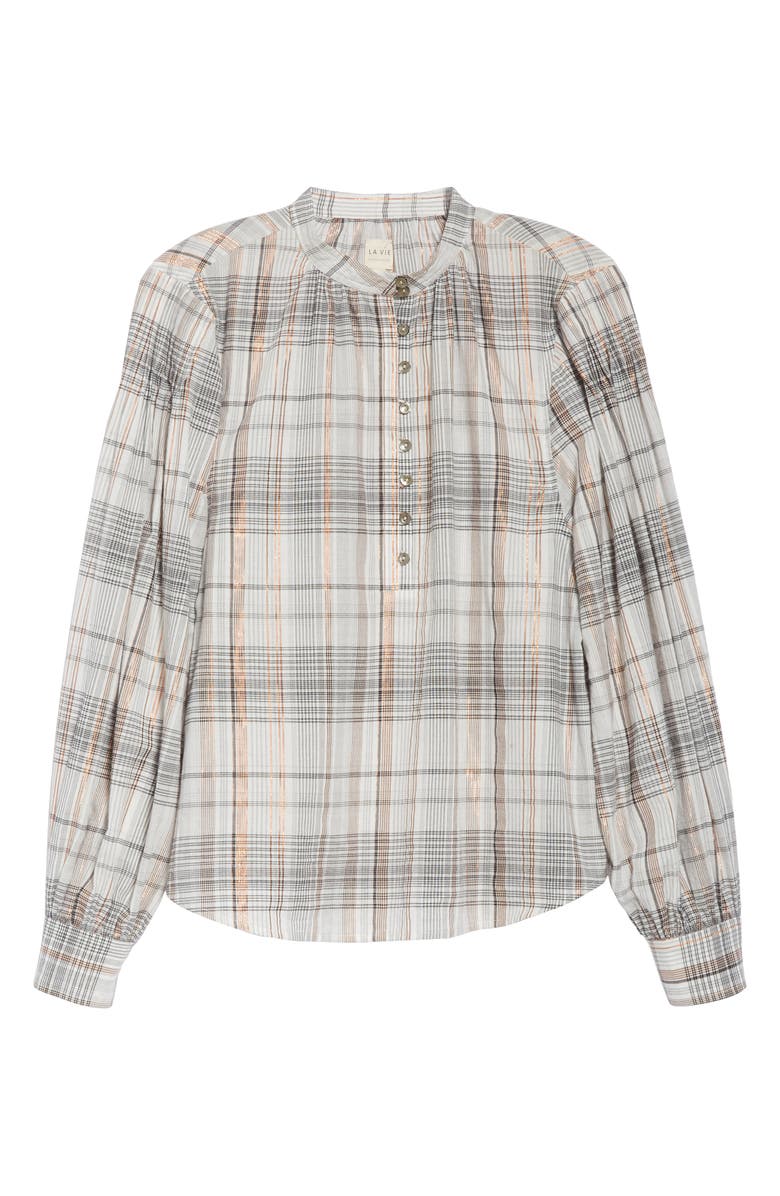 La Vie Rebecca Taylor Metallic Plaid Shirt, Alternate, color, 