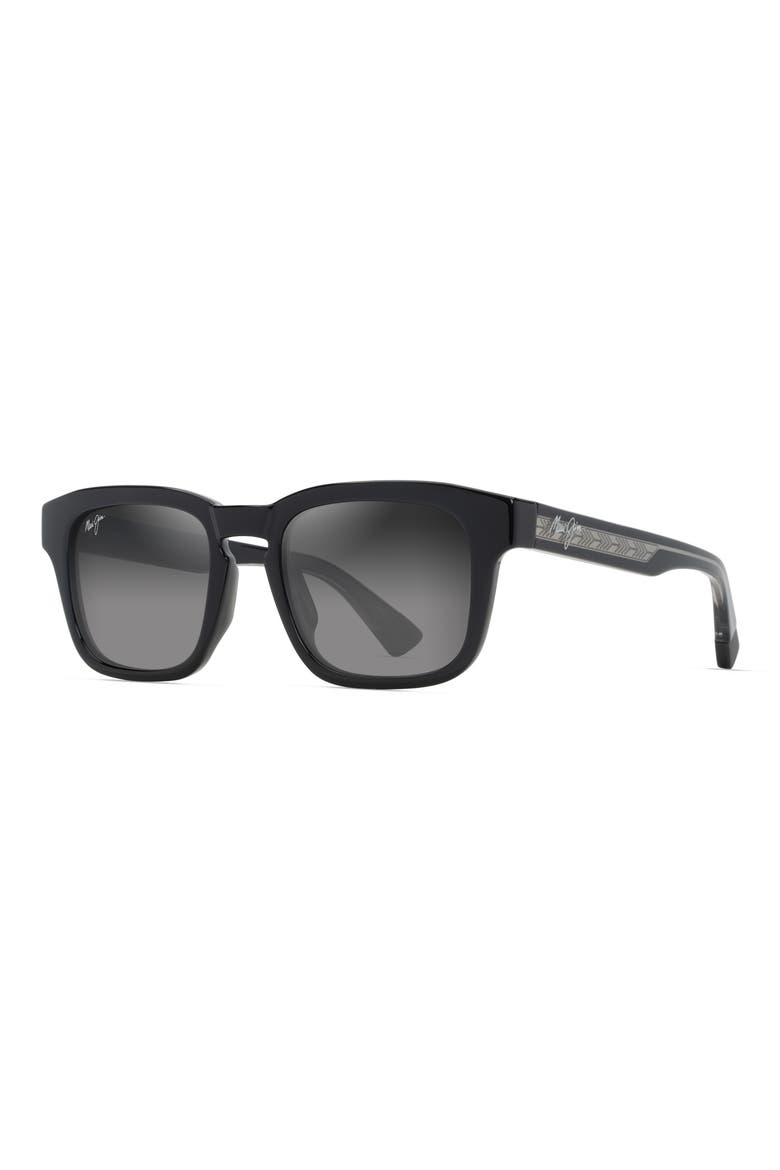 Maluhia 52mm Gradient PolarizedPlus2® Square Sunglasses, Alternate, color, SHINY BLACK W/TRANS LIGHT GREY