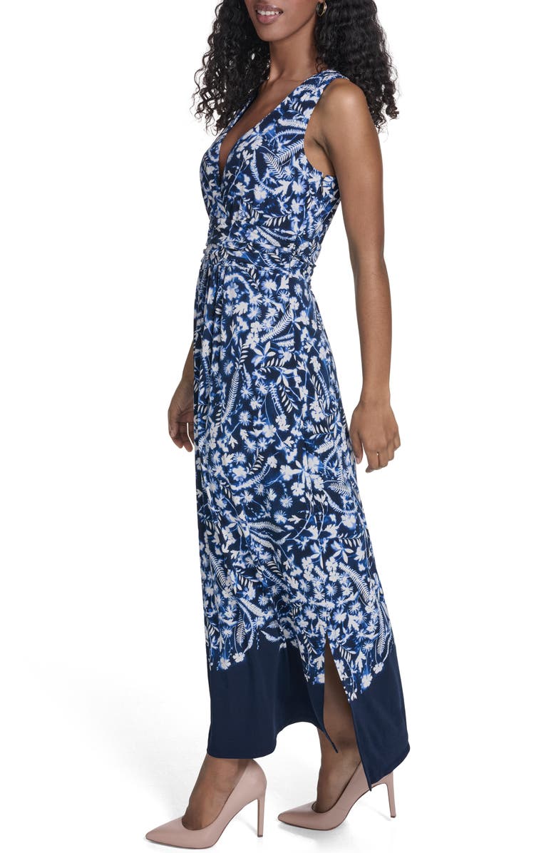 Tommy Hilfiger Surplice Jersey Maxi Dress, Alternate, color, Sky Captain Multi