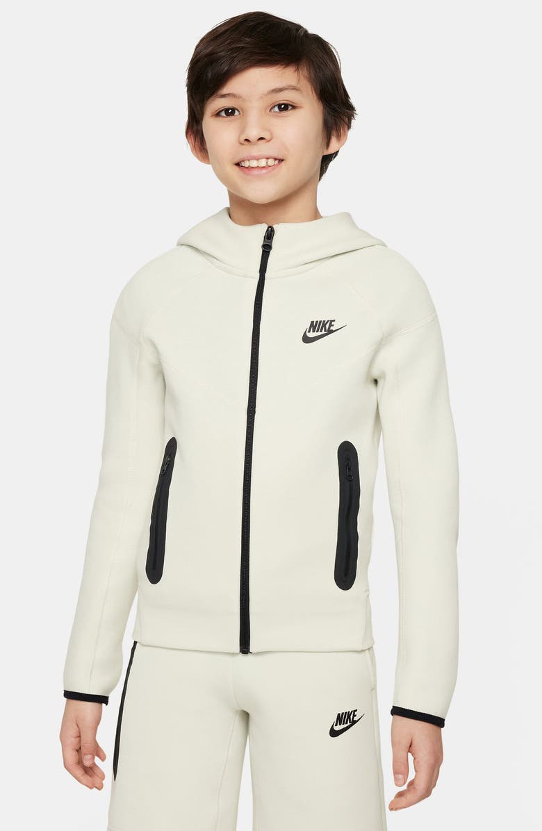 Nike Kids' Tech Fleece Full Zip Hoodie, Main, color, Sea Glass/ Black/ Black