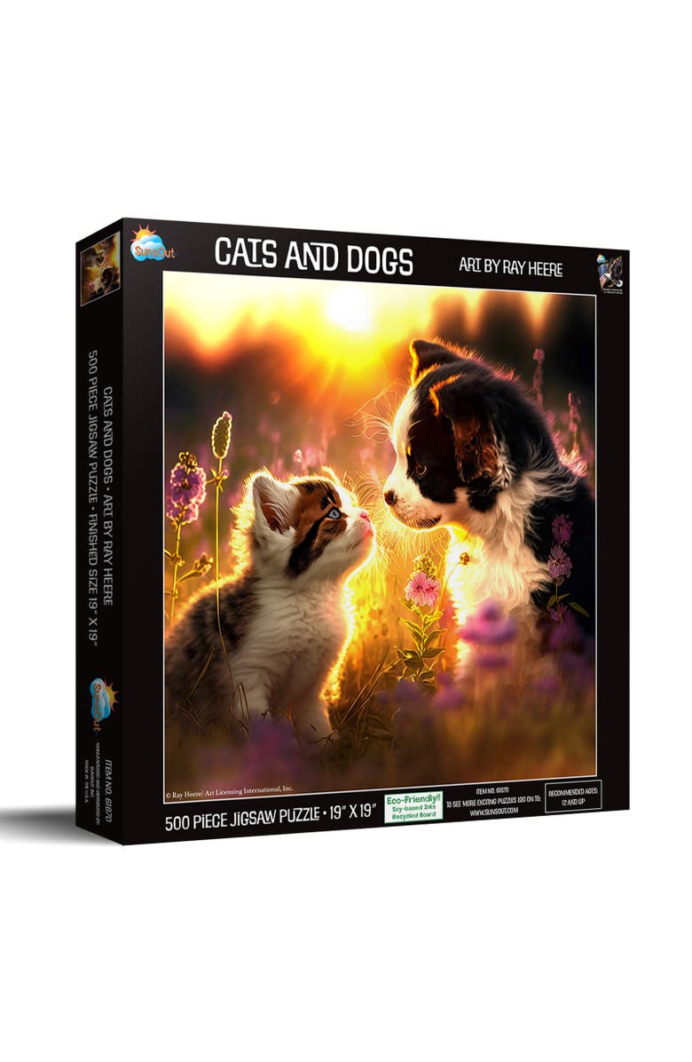 Sunsout Cats and Dogs 500 piece Jigsaw Puzzle for Adults, Main, color, Multicolor