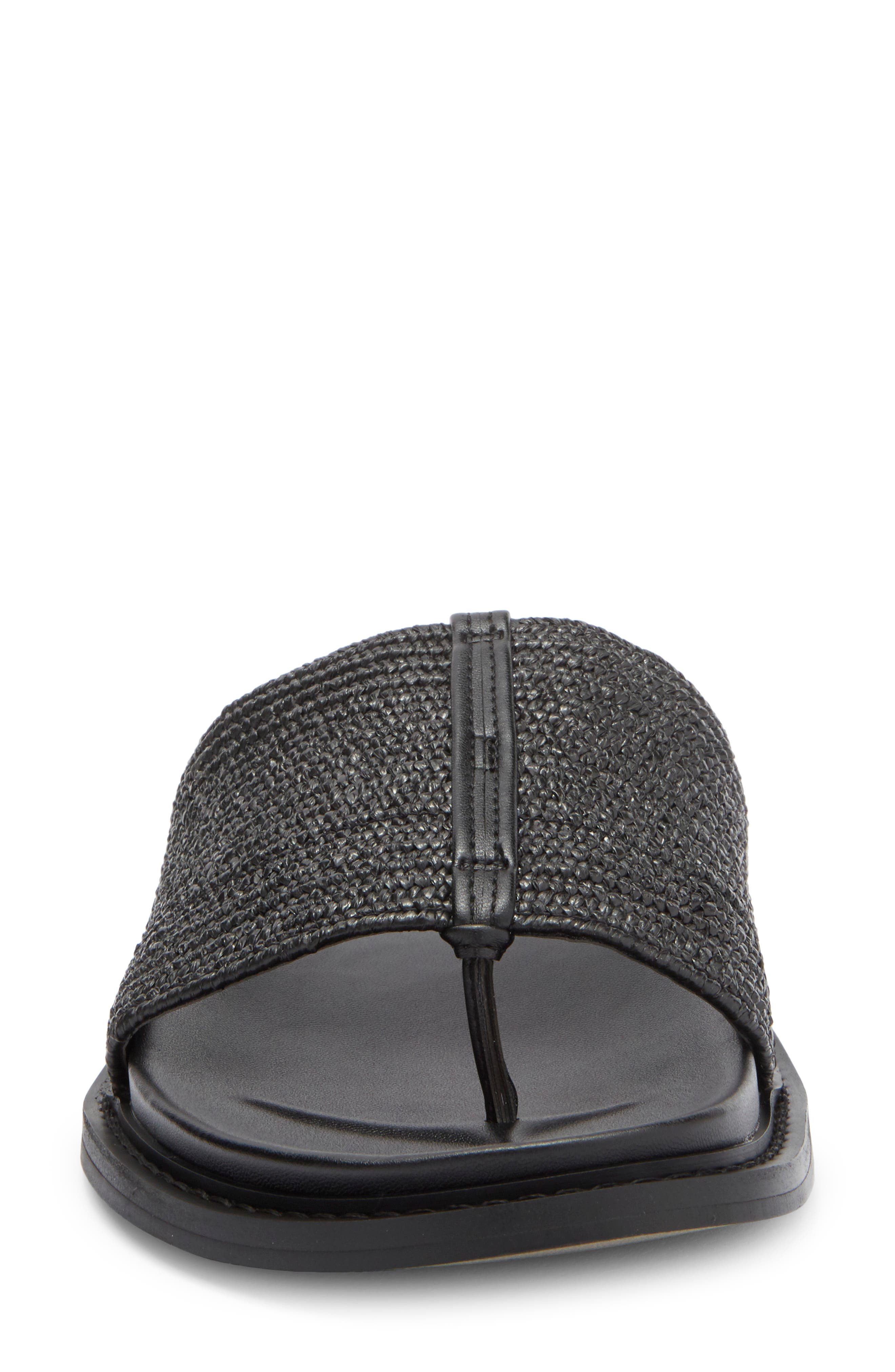 JSlides Raffia Slide Sandal, Alternate, color, Black Stretch