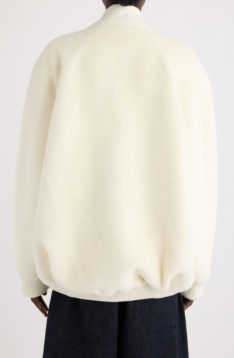 Jacquemus Le Blouson Pilu Alpaca & Virgin Wool Blend Bomber Jacket, Alternate, color, Off-White