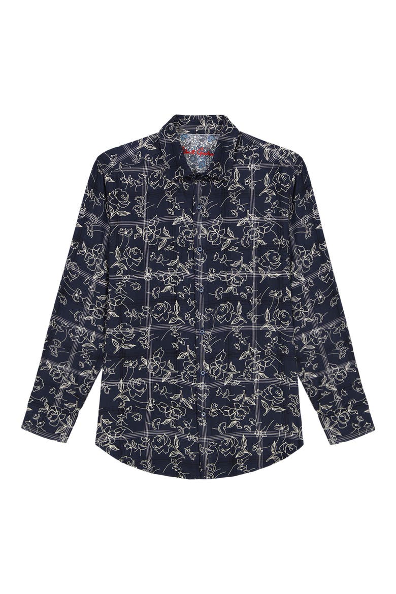 Essex Floral Button-Up Shirt, Alternate, color, NAVY